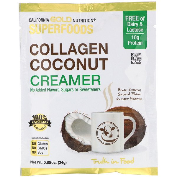 California Gold Nutrition, Superfoods, Collagen Coconut Creamer, Unsweetened, 0.85 oz (24 g)