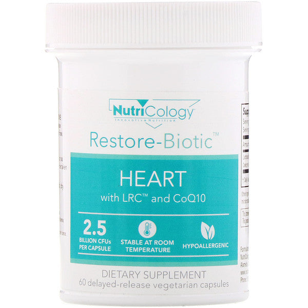 Nutricology, Restore-Biotic, Heart with LRC and CoQ10, 2.5 Billion CFU, 60 Delayed-Release Vegetarian Capsules