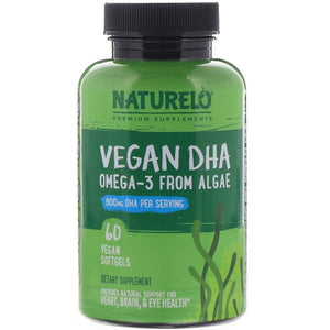 NATURELO, Vegan DHA, Omega-3 from Algae, 800 mg, 60 Vegan Softgels