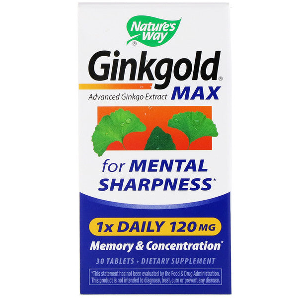 Nature's Way, Ginkgold Max, Memory & Concentration, 120 mg, 30 Tablets