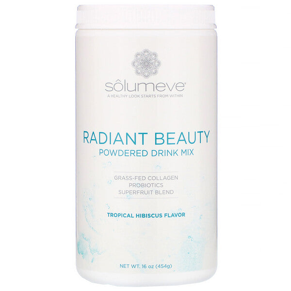 Solumeve, Radiant Beauty, Grass-Fed Collagen, Probiotics & Superfruits Powdered Drink Mix, Tropical Hibiscus, 16 oz (454 g)