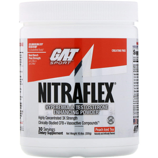 GAT, NITRAFLEX, Peach Iced Tea, 10.6 oz (300 g)