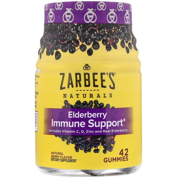 Zarbee's, Elderberry Immune Support, Natural Berry, 42 Gummies