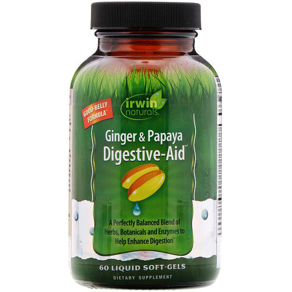 Irwin Naturals, Ginger & Papaya Digestive-Aid, 60 Liquid Soft-Gels