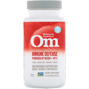 Om Mushrooms, Immune Defense, Powered by Reishi + Vitamin C, 697 mg, 90 Vegetarian Capsules