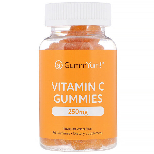 GummYum!, Vitamin C Gummies, Natural Tart Orange Flavor, 250 mg, 60 Gummies