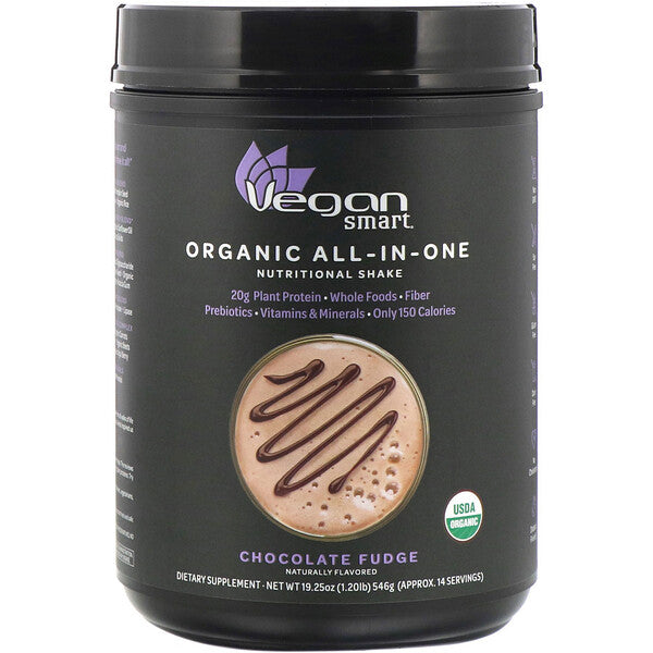 VeganSmart, Organic All-In-One Nutritional Shake, Chocolate Fudge, 19.25 oz (546 g)