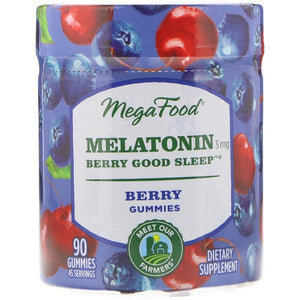 MegaFood, Melatonin, Berry Good Sleep, Berry, 3 mg, 90 Gummies