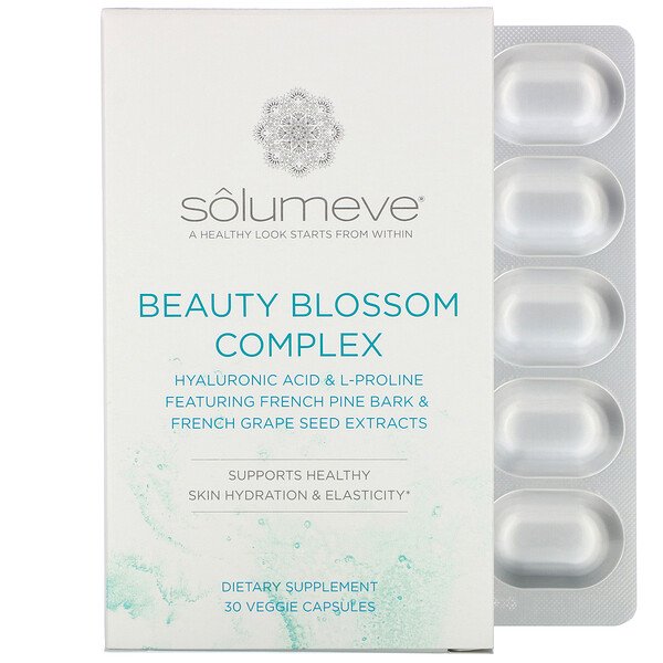 Solumeve, Beauty Blossom Complex, Skin Hydration & Collagen Production, 30 Veggie Capsules