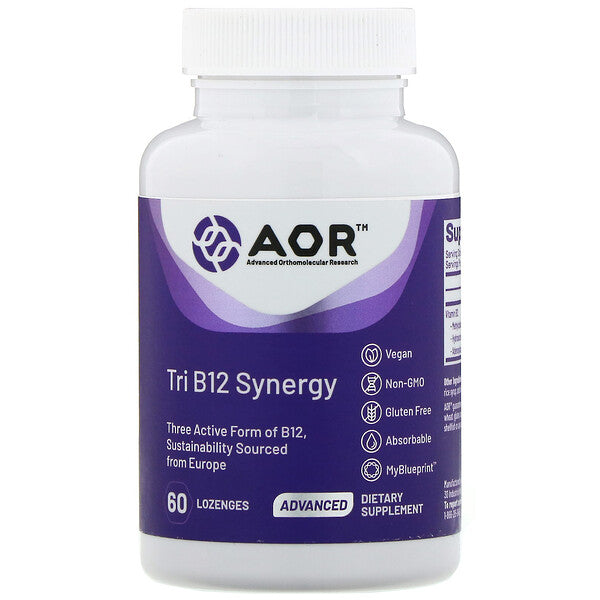 Advanced Orthomolecular Research AOR, Tri B12 Synergy, 60 Lozenges