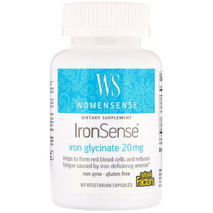 Natural Factors, WomenSense, IronSense, Iron Glycinate, 20 mg, 60 Vegetarian Capsules