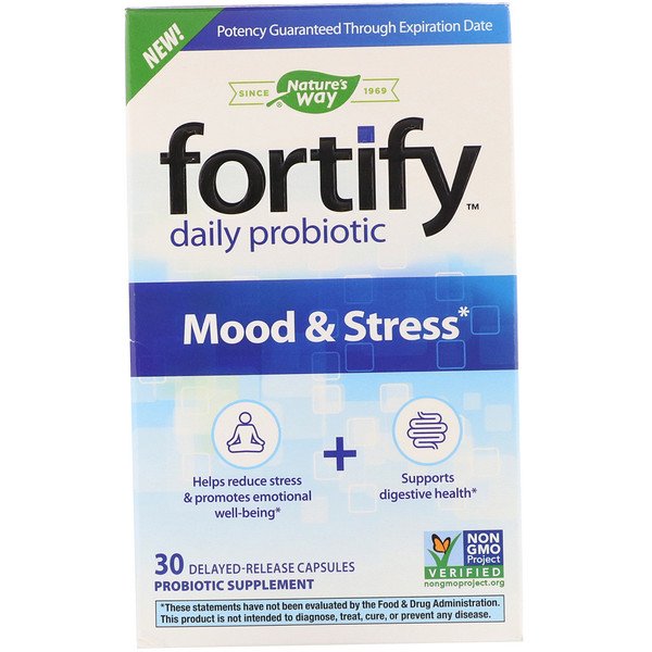 Nature's Way, Fortify, Daily Probiotic, Mood & Stress, 30 Delayed-Release Capsules