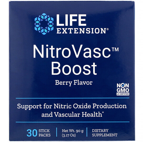 Life Extension, NitroVasc Boost, Berry Flavor, 30 Stick Packs