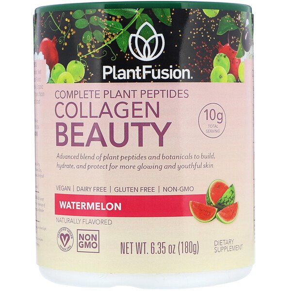 PlantFusion, Complete Plant Peptides, Collagen Beauty, Watermelon, 6.35 oz (180 g)