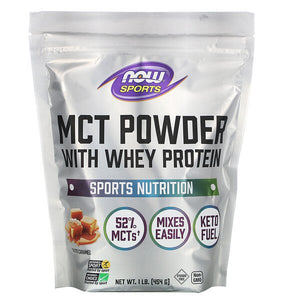 Now Foods, Sports, MCT Powder with Whey Protein, Salted Caramel, 1 lb (454 g)