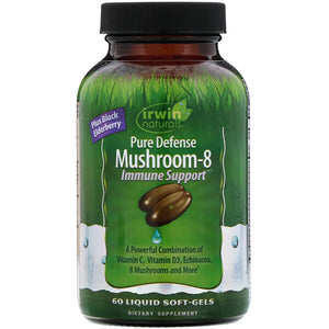 Irwin Naturals, Pure Defense Mushroom-8, Immune Support, 60 Liquid Soft-Gels