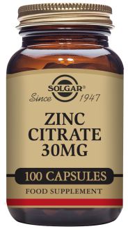 Zinc Citrate 30 mg 100 Vegetable Capsules