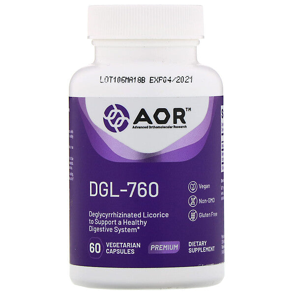 Advanced Orthomolecular Research AOR, DGL-760, 60 Vegetarian Capsules