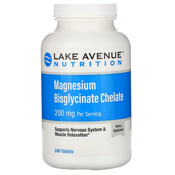 Lake Avenue Nutrition, Magnesium Bisglycinate, 200 mg Per Serving, 240 Tablets