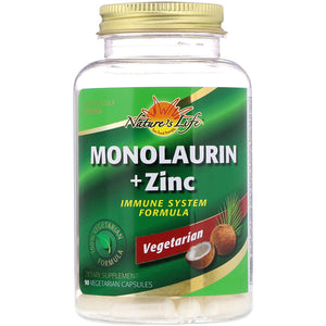 Nature's Life, Monolaurin + Zinc, 90 Vegetarian Capsules