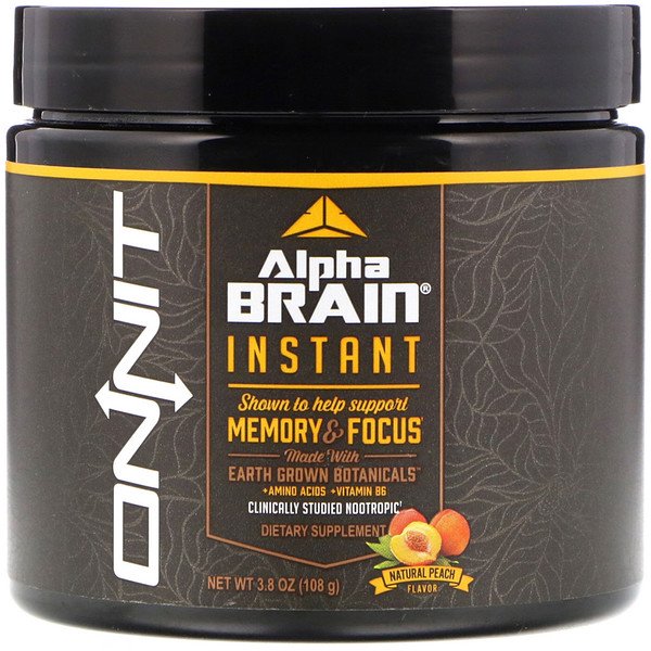 Onnit, Alpha Brain Instant, Memory & Focus, Natural Peach Flavor, 3.8 oz (108 g)