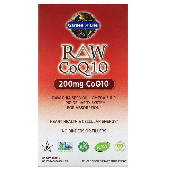 Garden of Life, RAW CoQ10, 200 mg, 60 Vegan Capsules