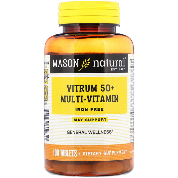 Mason Natural, Vitrum 50+ Adult-Multi, Iron Free, 100 Tablets