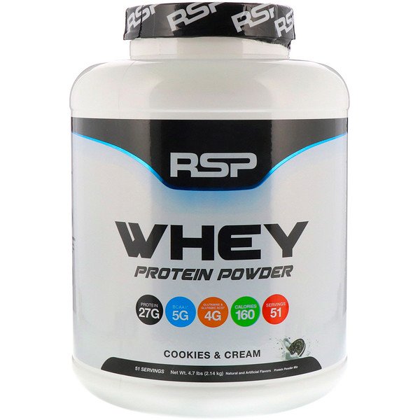 RSP Nutrition, Whey Protein Powder, Cookies and Cream, 4.7 lbs (2.14 kg)