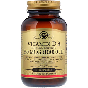 Solgar, Vitamin D3 (Cholecalciferol), 250 mcg (10,000 IU), 120 Softgels