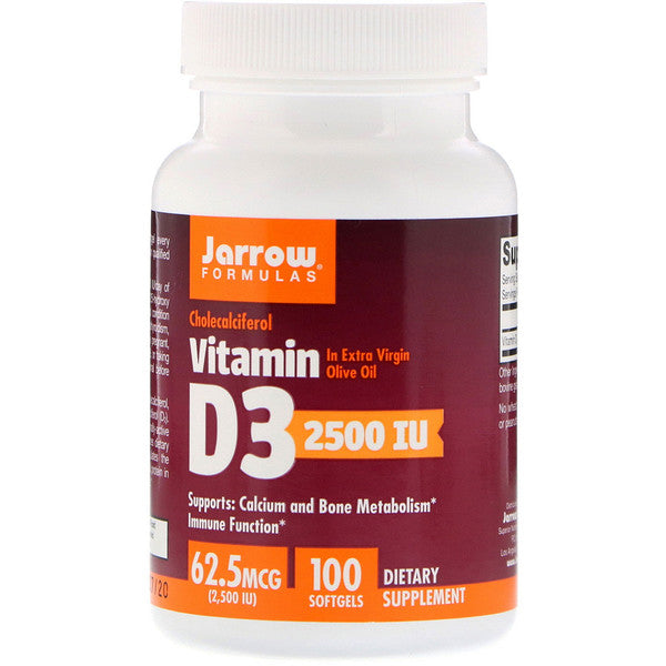 Jarrow Formulas, Vitamin D3, Cholecalciferol, 2,500 IU, 100 Softgels