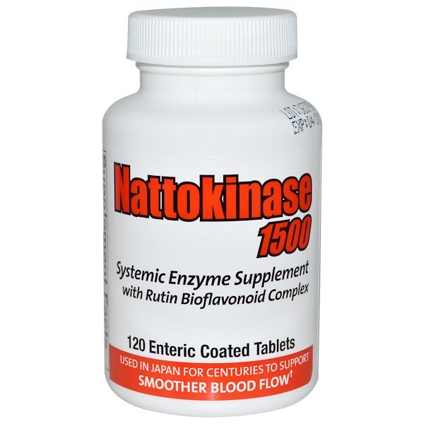 Naturally Vitamins, Nattokinase 1500, Systemic Enzyme Supplement, 120 Enteric Coated Tablets