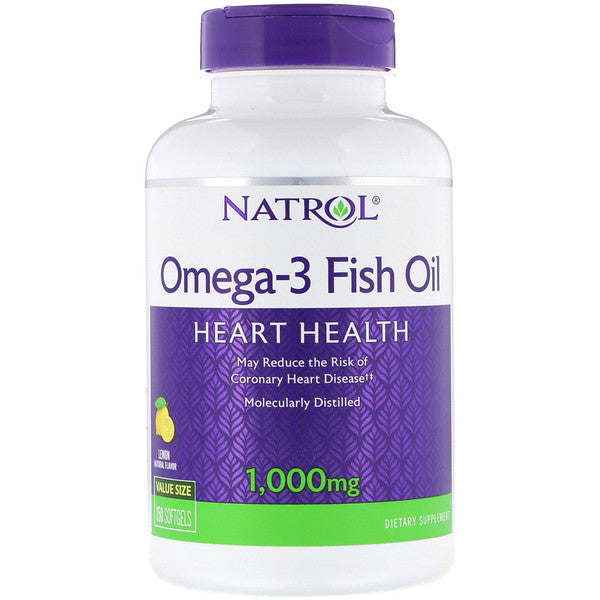 Natrol, Omega-3 Fish Oil, Natural Lemon Flavor, 1,000 mg, 150 Softgels