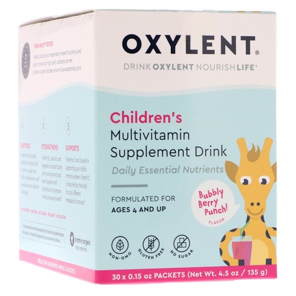 Vitalah, Children's Oxylent, Multivitamin Supplement Drink, Bubbly Berry Punch Flavor, 30 Packets, 0.15 oz (4.5 g) Each