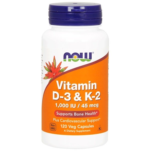 Now Foods, Vitamin D-3 & K-2, 120 Veg Capsules