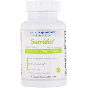 Arthur Andrew Medical, Serretia, Pure Serrapeptase, 500 mg, 30 Capsules