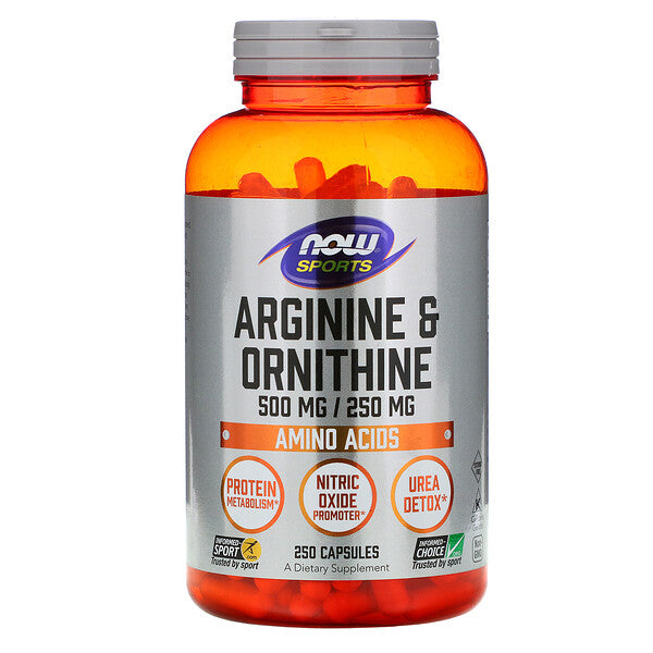 Now Foods, Sports, Arginine & Ornithine, 500 mg /250 mg, 250 Capsules