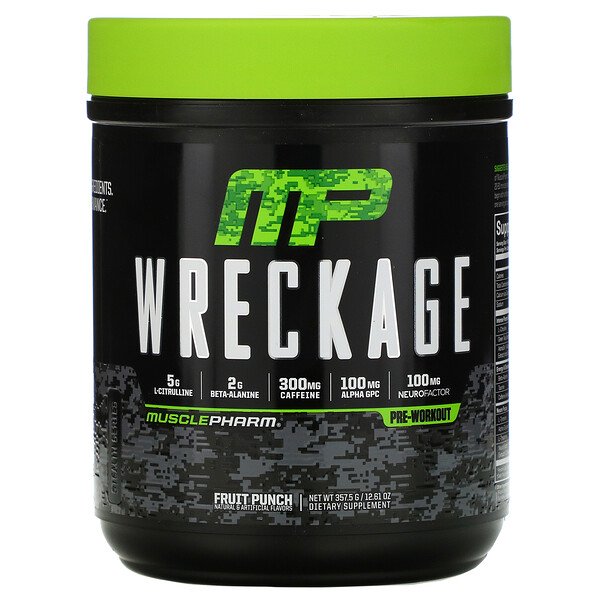 MusclePharm, Wreckage, Pre-Workout, Fruit Punch, 12.61 oz (357.5 g)