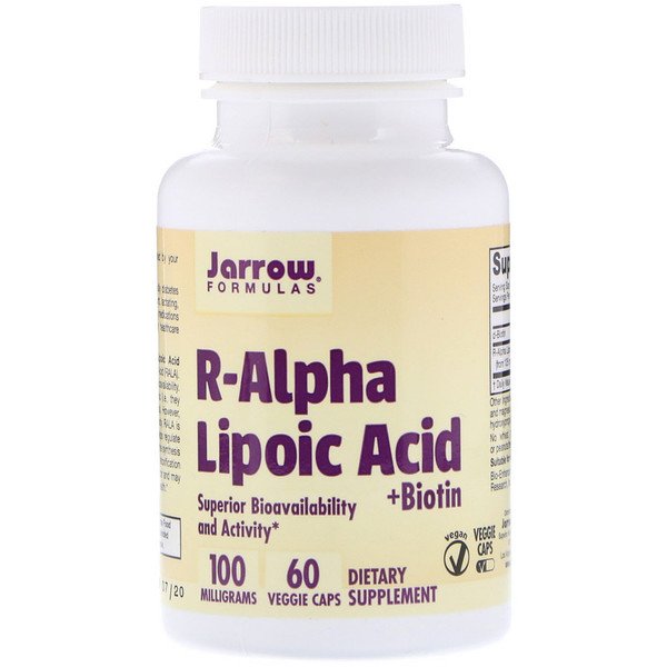 Jarrow Formulas, R-Alpha Lipoic Acid + Biotin, 60 Veggie Caps