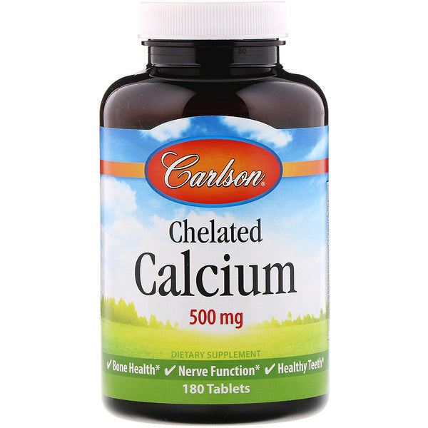 Carlson Labs, Chelated Calcium, 500 mg, 180 Tablets