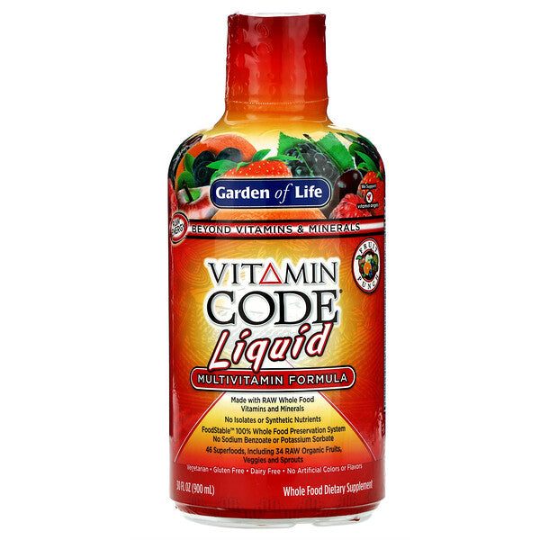 Garden of Life, Vitamin Code Liquid, Multivitamin Formula, Fruit Punch , 30 fl oz (900 ml)