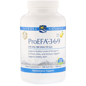 Nordic Naturals, ProEFA - 3-6-9, Lemon , 1,000 mg, 180 Softgels