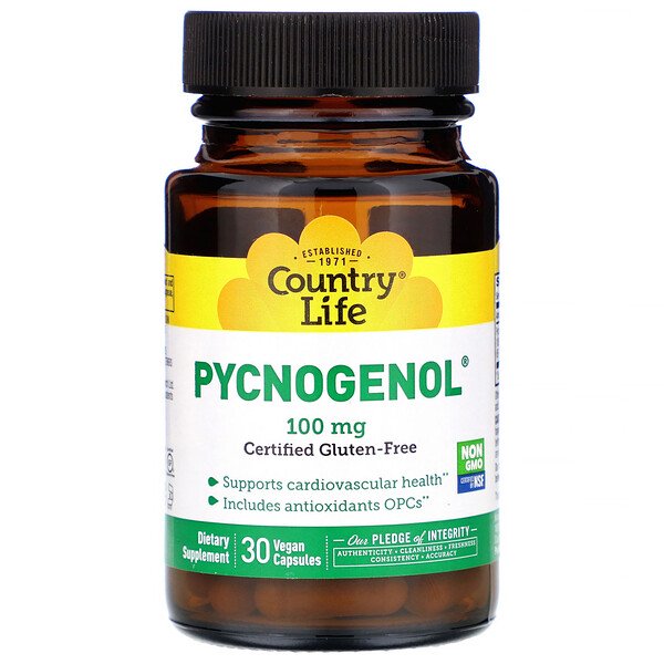 Country Life, Pycnogenol, 100 mg, 30 Vegan Capsules