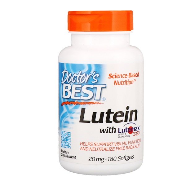 Doctor's Best, Lutein with Lutemax 2020, 20 mg, 180 Softgels