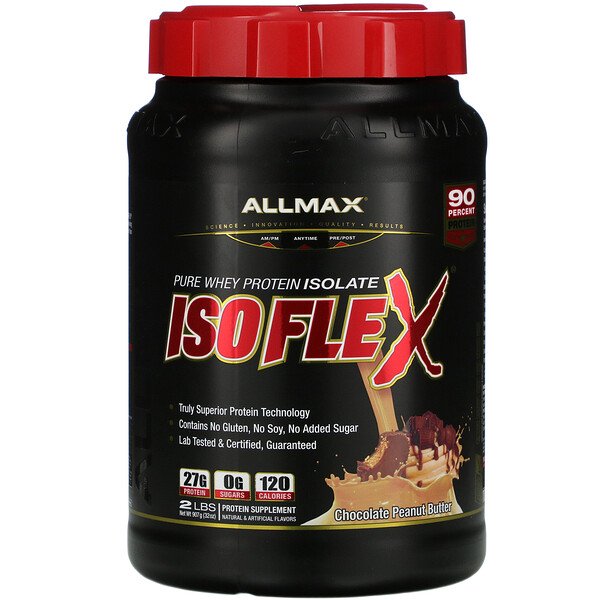 ALLMAX Nutrition, Isoflex, Pure Whey Protein Isolate, Chocolate Peanut Butter, 2 lbs (907 g)