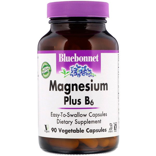 Bluebonnet Nutrition, Magnesium Plus B6, 90 Vegetable Capsules