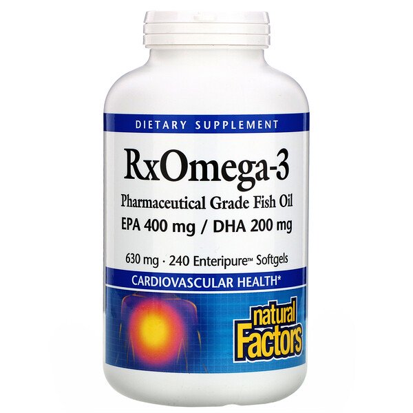 Natural Factors, Rx Omega-3 Factors, EPA 400 mg/DHA 200 mg, 240 Softgels