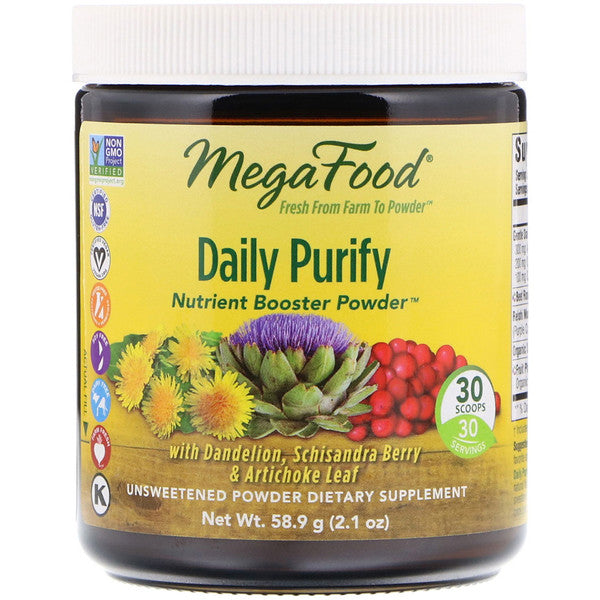 MegaFood, Daily Purify, Nutrient Booster Powder, Unsweetened, 2.1 oz (58.9 g)