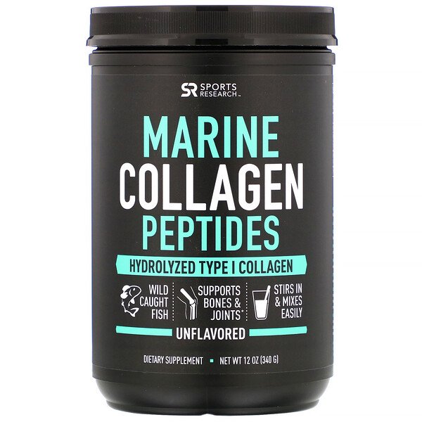 Sports Research, Marine Collagen Peptides, Unflavored, 12 oz (340 g)