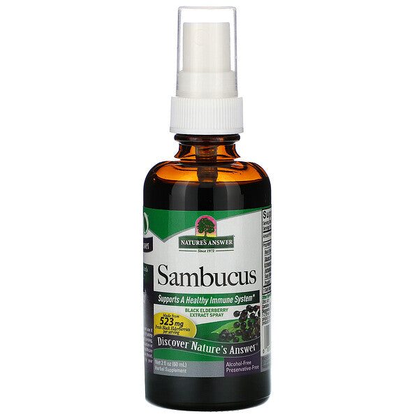 Nature's Answer, Sambucus, Black Elderberry Extract Spray, Alcohol-Free, 2 fl oz (60 ml)