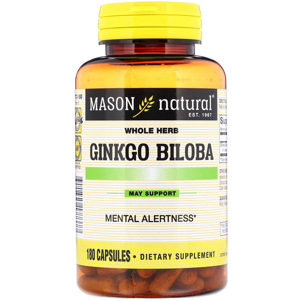 Mason Natural, Whole Herb Ginkgo Biloba, 180 Capsules